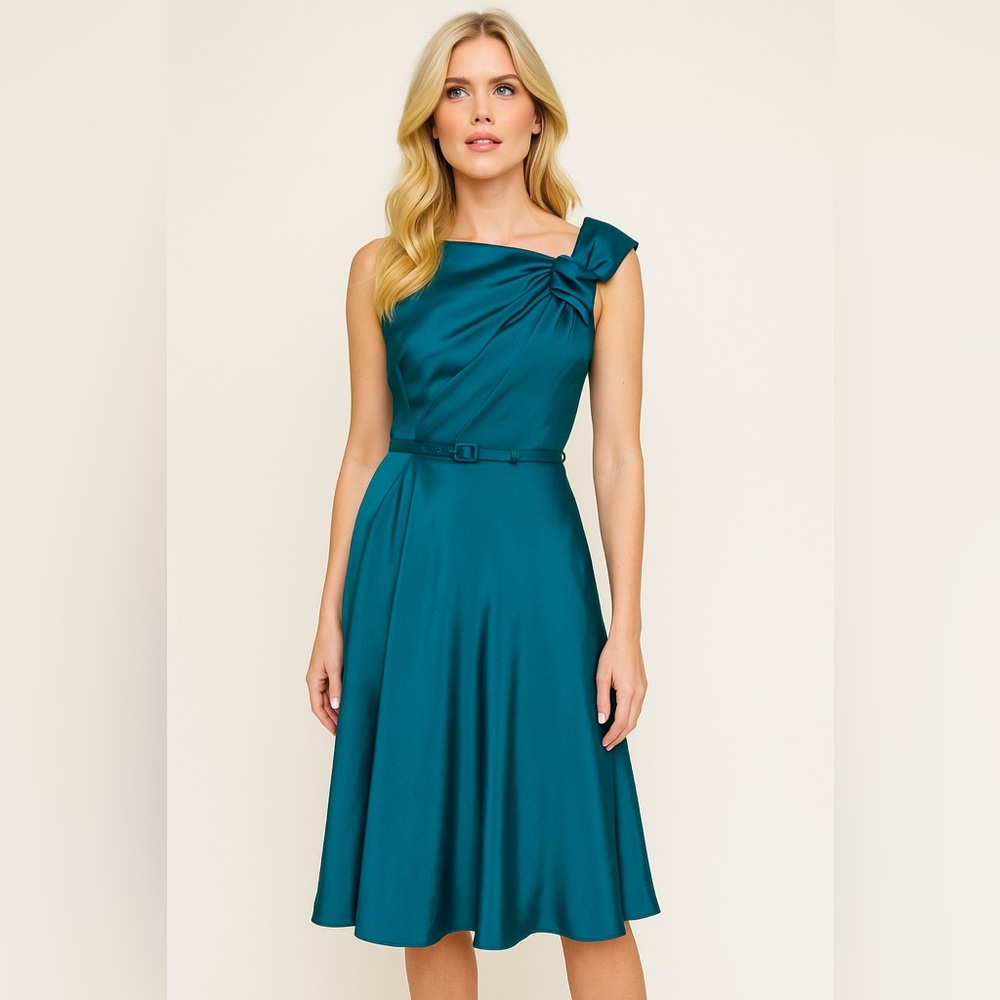 Bryon Lars Beauty Mark Swing Vortex Dress in Teal Blue size 12 - NO BELT !